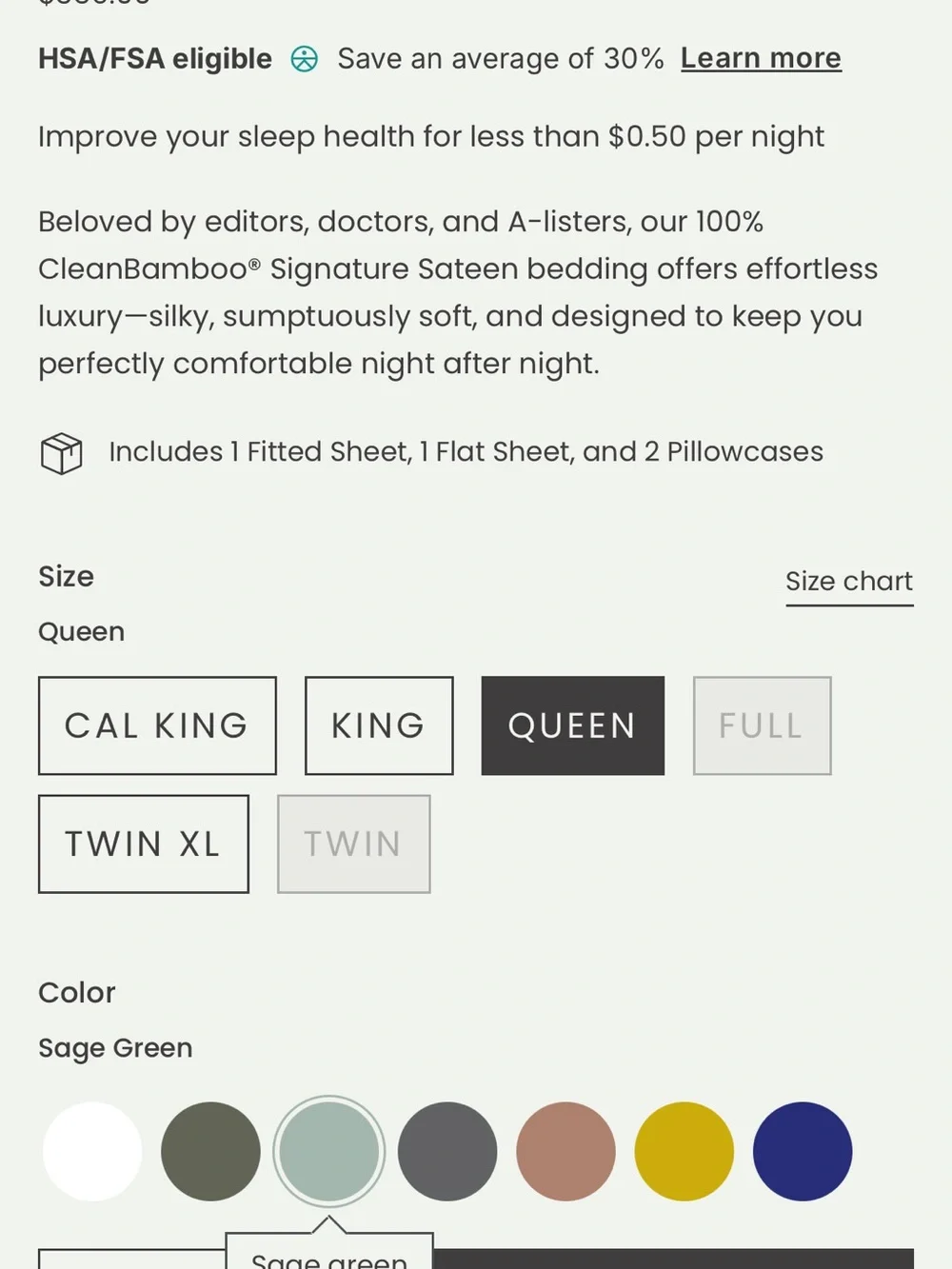 Ettitude Signature Bamboo Sheet Set — Queen Size - Sage Green
